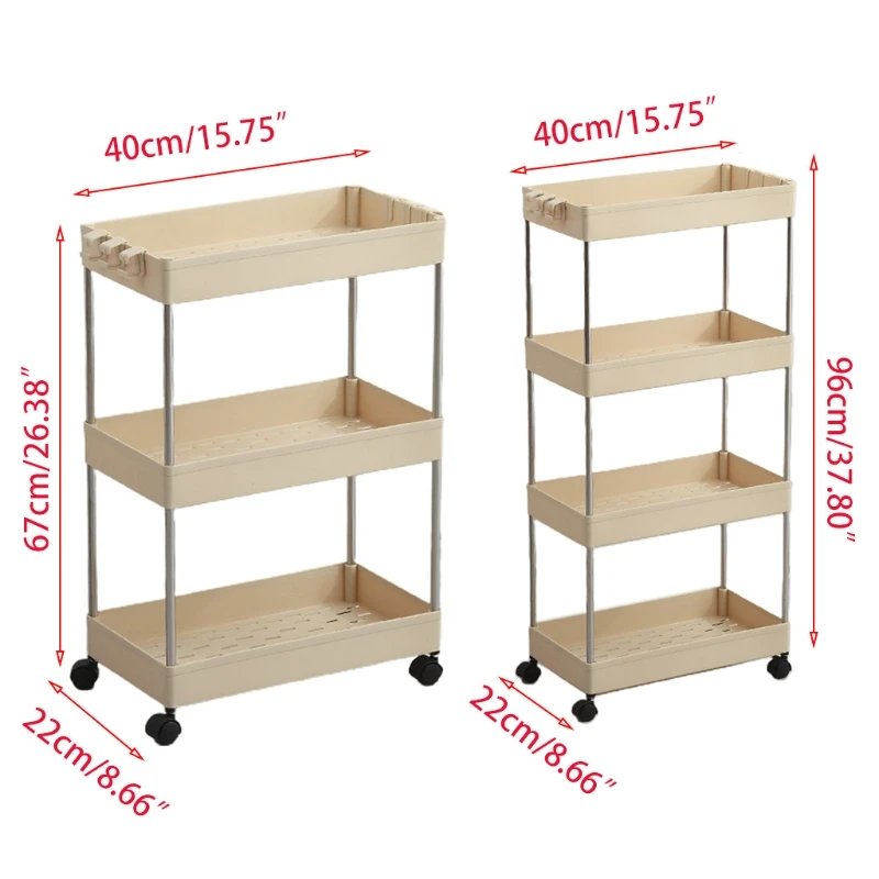 

3 Or 4 Layers Sliding out Trolley Storage Rack Mobile Storage Rack Shelf For Office Kitchen Bedroom Bathroom Laundry Room Dressi