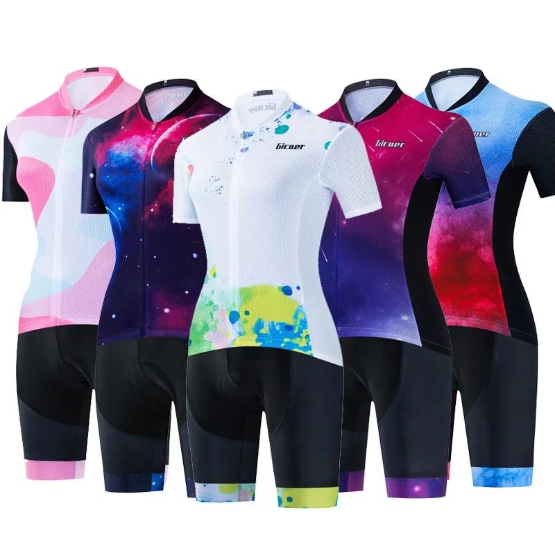 Женский велосипедный комплект из Джерси дышащая одежда с коротким рукавом для