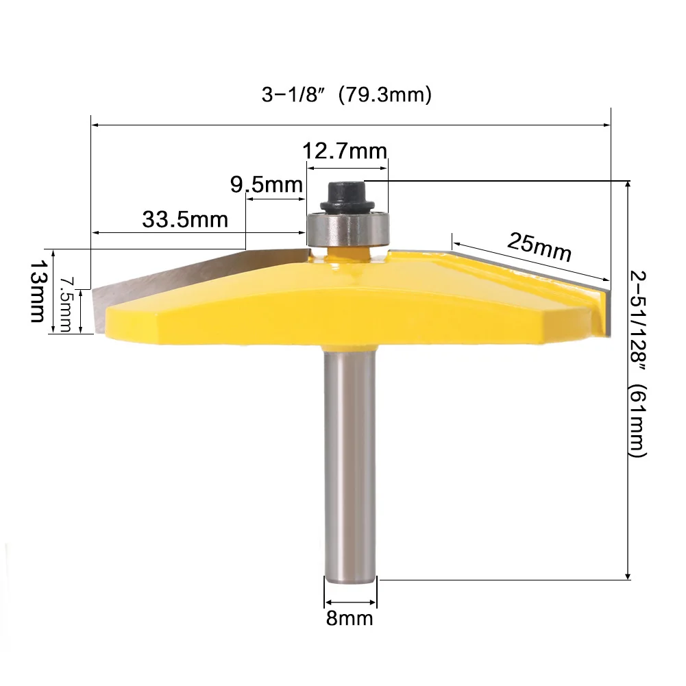 

8mm Shank Router Bit Bevel edge Milling Cutter Raised Panel Woodworking Tool
