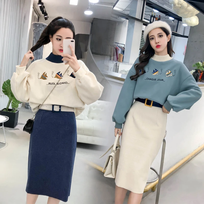 Осенне зимние женские костюмы корейская мода утепленные шерстяные флисовые