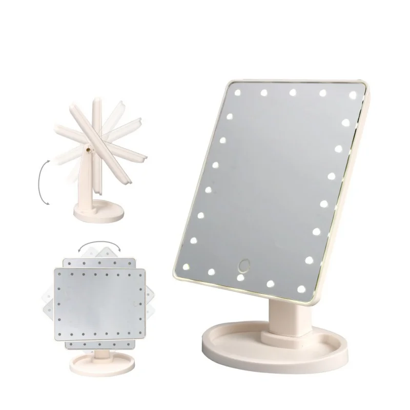 LED Touch Screen Makeup Mirror Professional Vanity Mirror With 22 LED Lights Beauty Adjustable 360 Countertop Degree Rotation