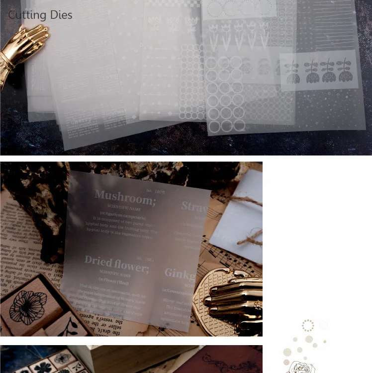 Новинка 6 шт./лот прозрачные винтажные бумажные стикеры из веллума для