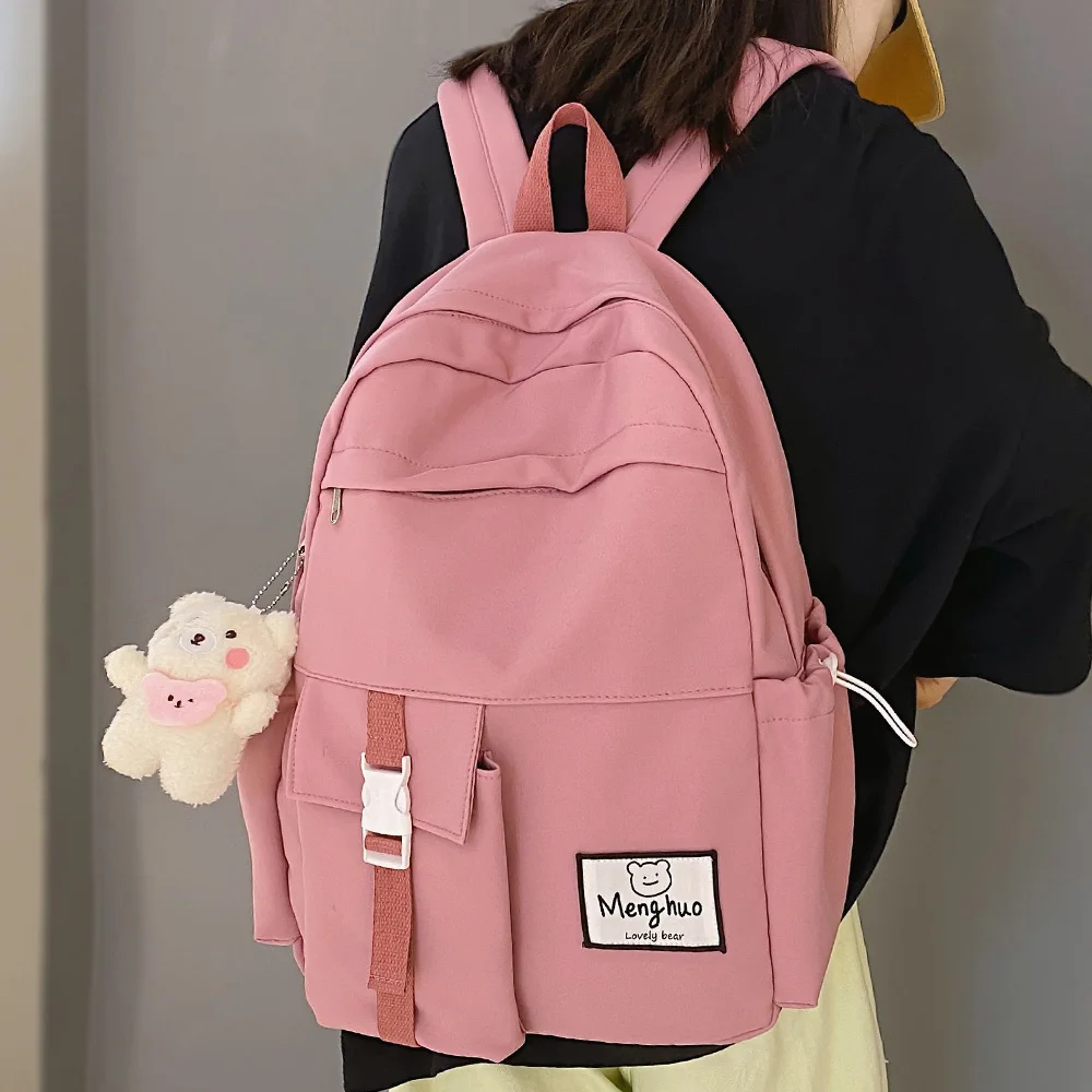

Trendy Cute Lady Solid Color Travel Backpack Fashion Girl Laptop School Bag College Student Women New Backpack Female Kawaii Bag