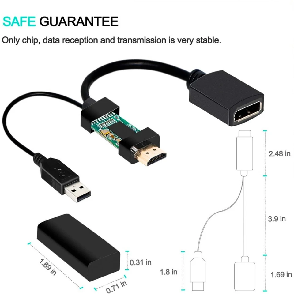 Кабель-преобразователь HDMI в DP 2021 4K 60 Гц 1080P 144 адаптер для порта дисплея шнур 2.0b Apple
