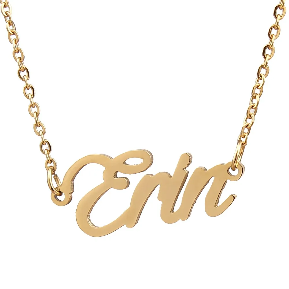 

Erin Nameplate Necklace for Women Stainless Steel Jewelry Gold Plated Name Chain Pendant Femme Mothers Friends Gift