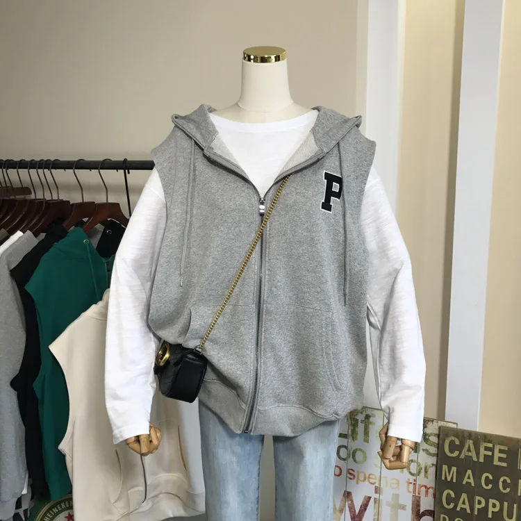 

Осенняя Женская свободная толстовка на молнии, пальто большого размера, простая повседневная куртка на молнии с вышивкой, пуловеры