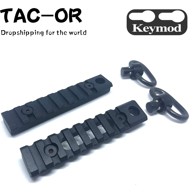 

Tactical 8 Slots 4 " 20mm Picatinny Rail Mount Section with 1.25" QD Sling Swivel for Hunting Keymod Handguard Rifle Accessory