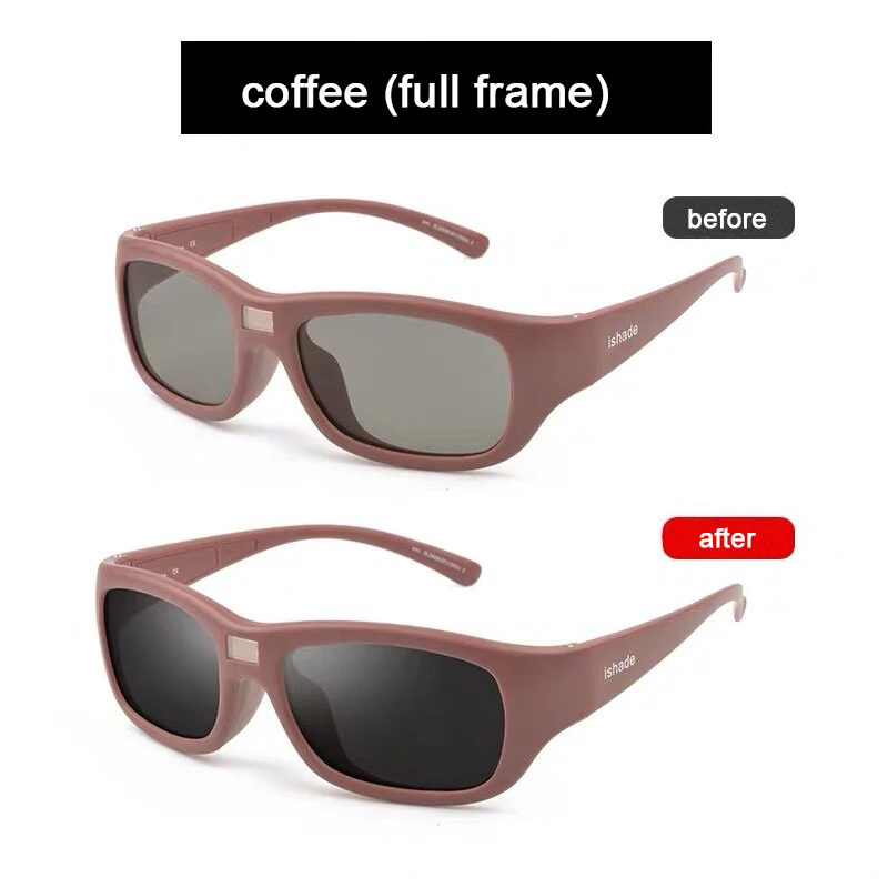 full frame coffee Поляризационные солнцезащитные очки, мужские аксессуары, спортивные солнцезащитные очки, очки для вождения, очень трендовые, Blink, фотохромные солнцезащитные очки - Цвет линз: full frame coffee