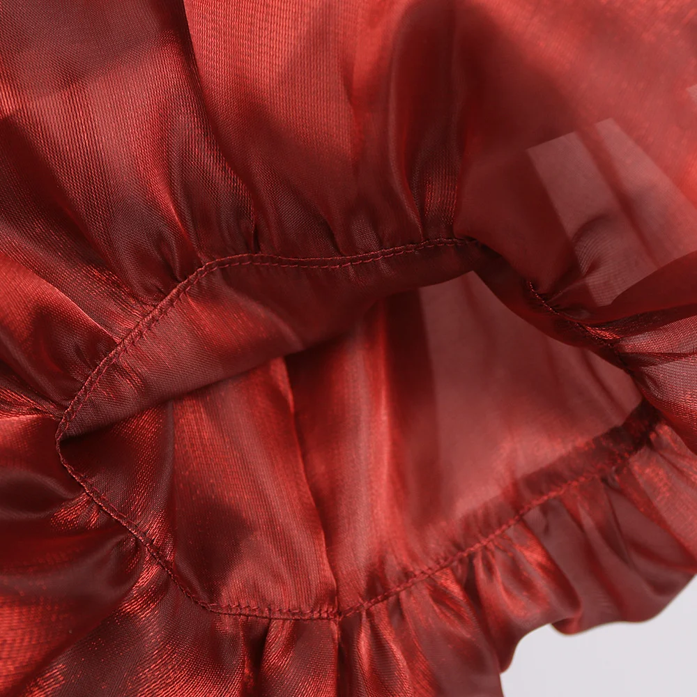 

Sexy See-through Plus Size 5XL Women Dress with Sling Lining and Belt Elegant Puff Sleeve Summer Autumn Oversized Office Dresses