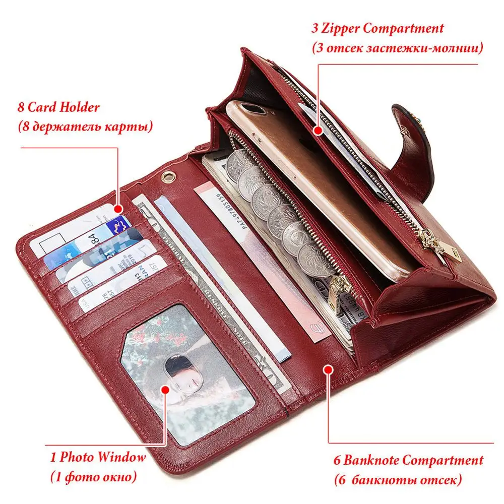 

2020 NEW Women Wallets Fashion Long Genuine Leather Top Quality Card Holder Classic Female Purse Zipper Brand Wallet For Women