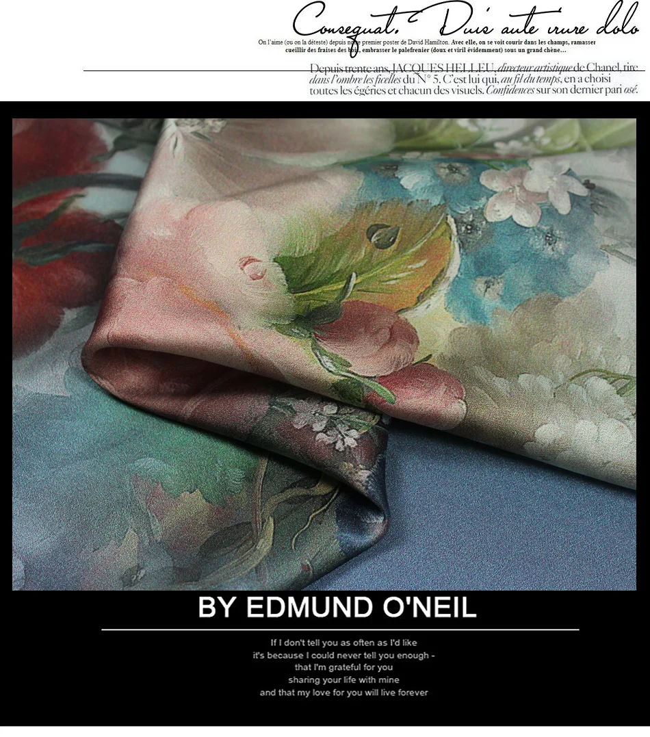 Silks Store Heavy Elastic Satin Fabric - Elegant Plants & Flowers Print - 97% Natural Silk for Formal Dress and Clothing image 5