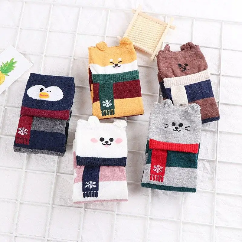 

Korean Cute Cartoon Women Cotton Sock Fashion Female Winter Autumn Spring Comfortable Cotton Keep Warm Socks