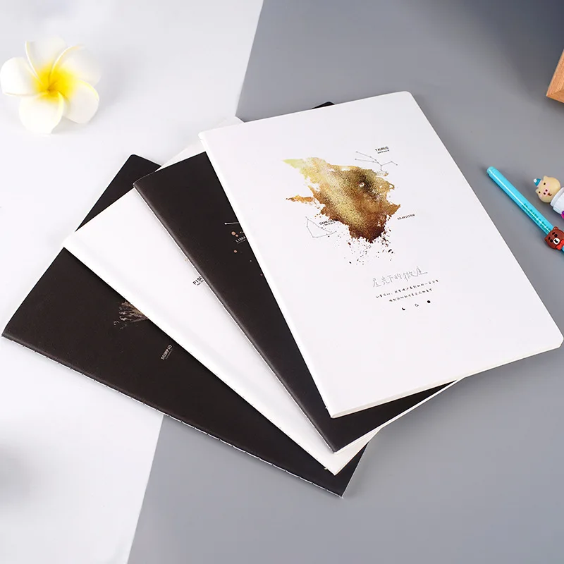 

4PCS Student English Version Car Line A5 B5 Notebook Ins Wind Small Fresh Large Notepad Literary Retro Style Thick Notebook