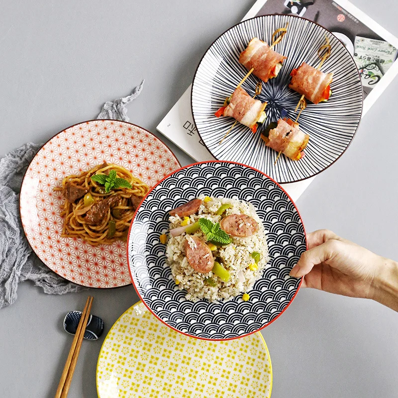 

8 дюймов японская тарелка для костей креативная ручная роспись керамическая посуда набор приглушенных тарелки для суши Тарелка фарфоровая ...