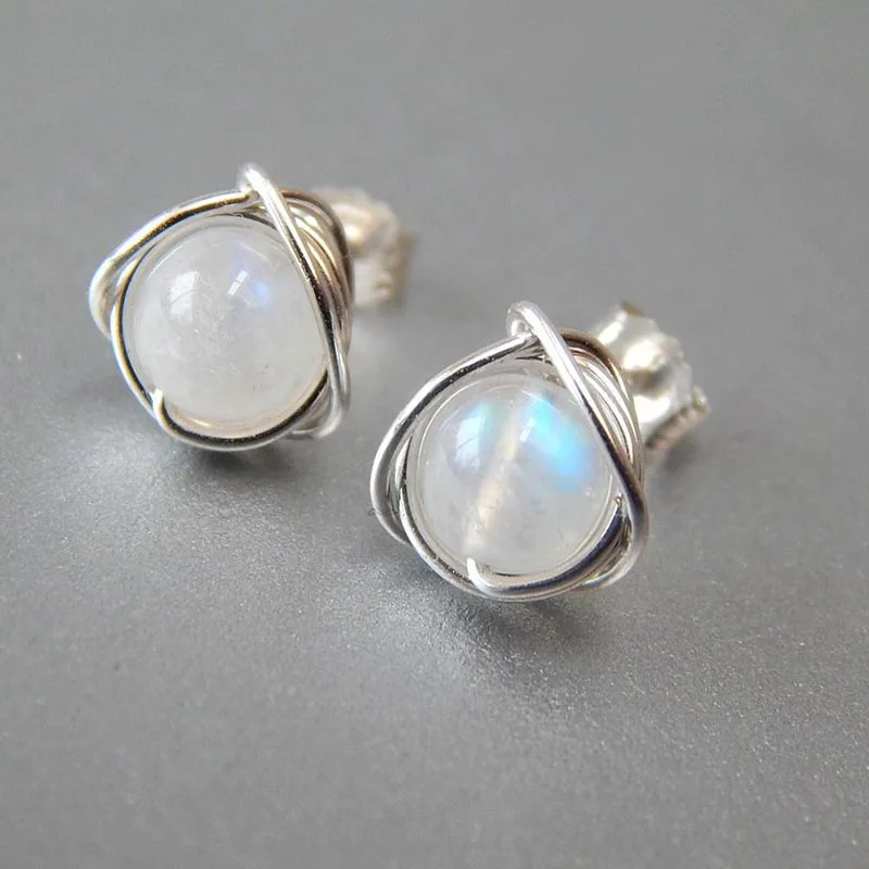 Bague Ringen, темперамент, минимализм, Стерлинговое Серебро S925, ювелирное изделие, лунный камень, серьги для женщин, антиаллергенные серьги-гвоздики для девушек