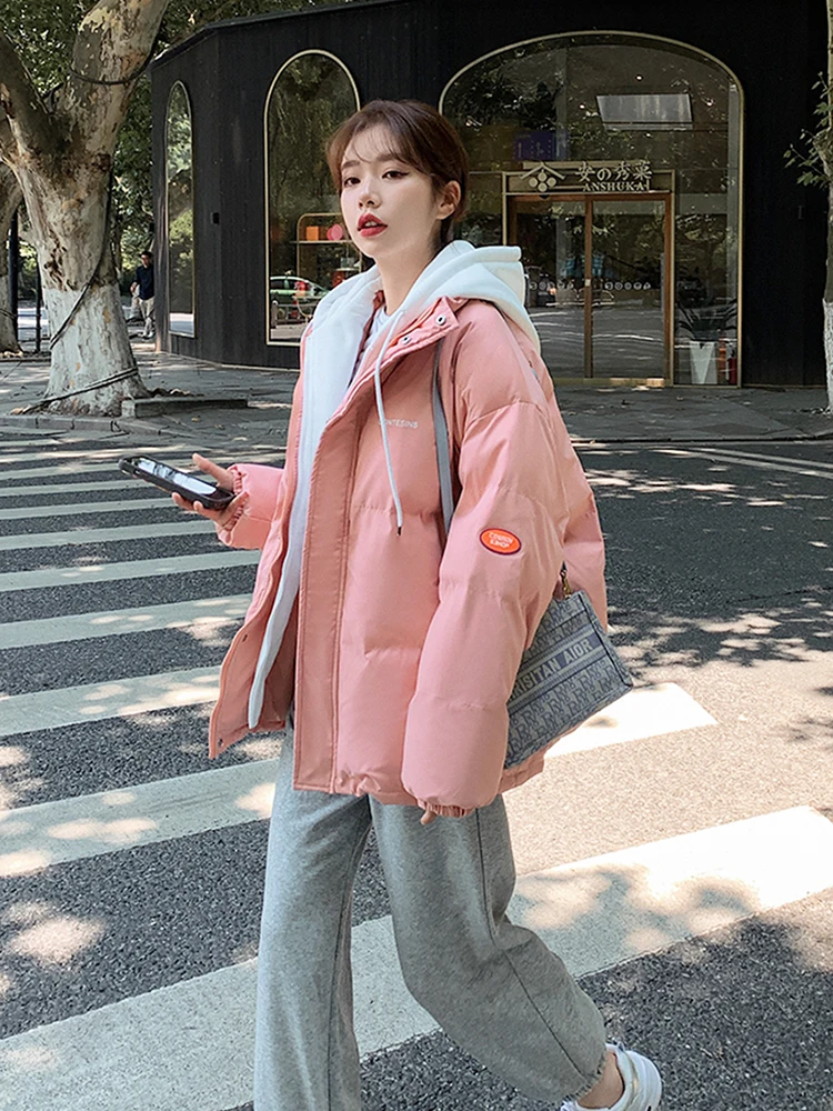 Cotton Padded Hooded Parka Women Loose Cotton Padded Jacket 2021 New Winter Korean Thickened Short Casual Warm Coat Lady Clothes