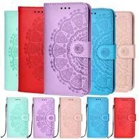 case for samsung galaxy s21 plus s20 fe note 20 ultra s10e s9 mandala emboss leather wallet flip cover card holder phone bag