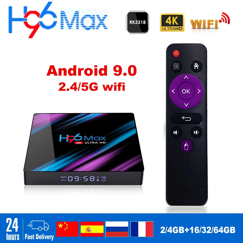 H96 MAX TV Box Android 9 0 Smart IPTV 4 Гб Ram 64 Rom 4K Wifi Bluetooth телеприставка Поддержка iptv Netflix