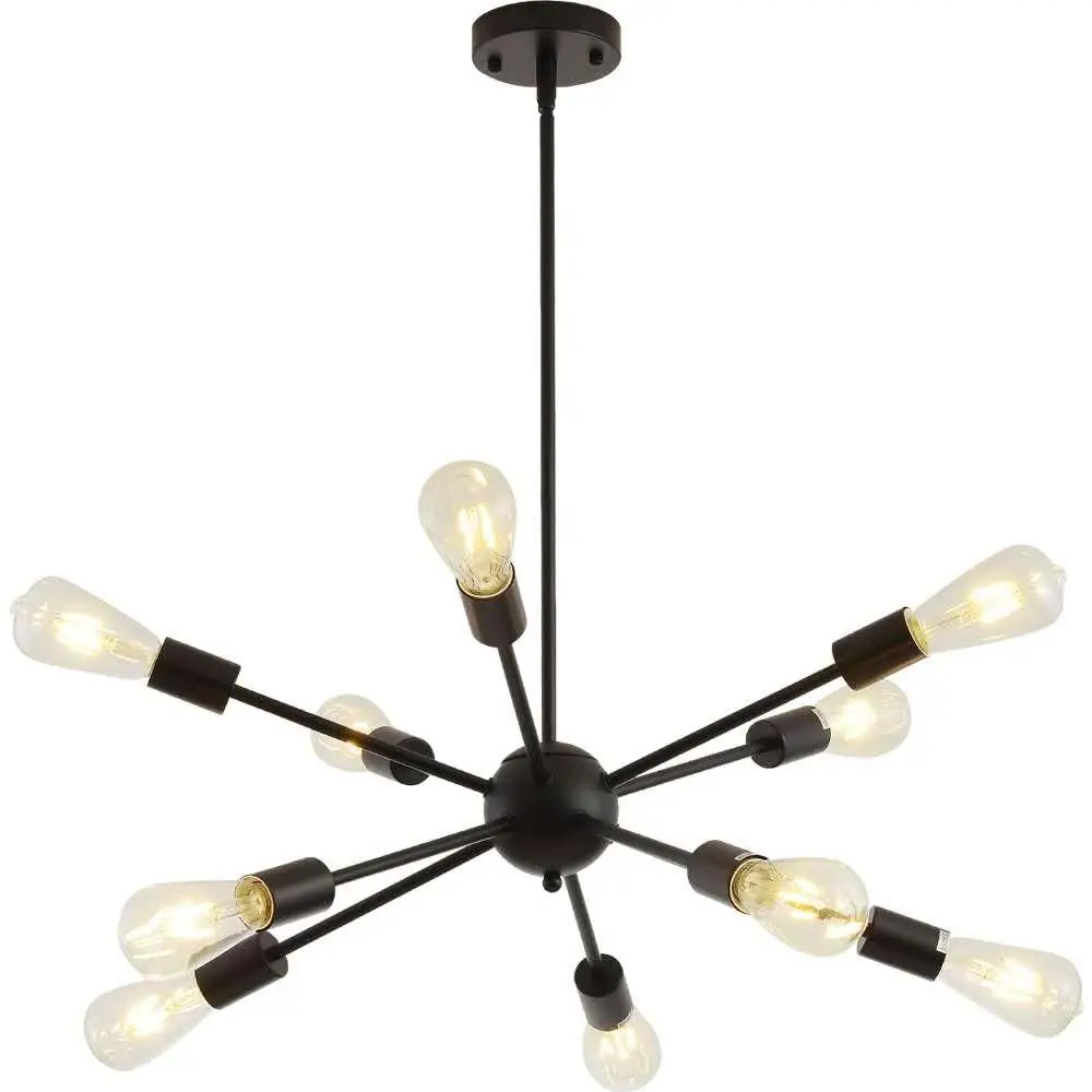 Sputnik Chandeliers Brass Modern Pendant Lamps Antique gold Industrial stair Lighting fixtures 10 arms Brushed Nickel Black tube