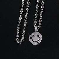 new punk chain on neck hip hop gothic style woman necklace funny smiley face pendant aesthetic womens jewelry chain accessory