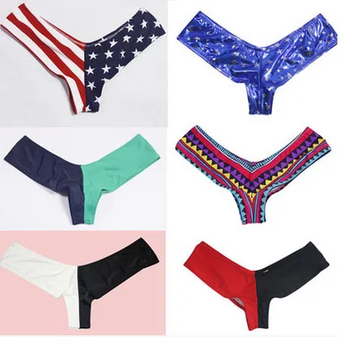 Женские Трусики бикини в форме флага бразильском стиле с v образным