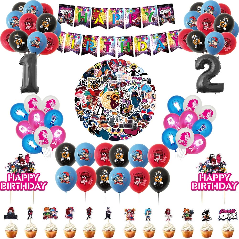 Пятничная ночь Funkin день рождения принадлежности цифры шары набор торт Топпер