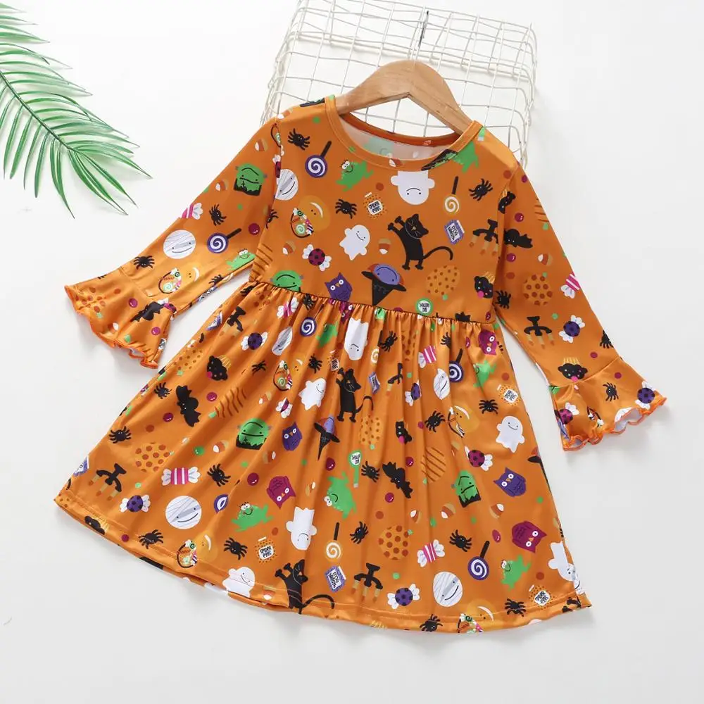 От 1 до 6 лет осенние платья для девочек с длинными рукавами Платье принтом на