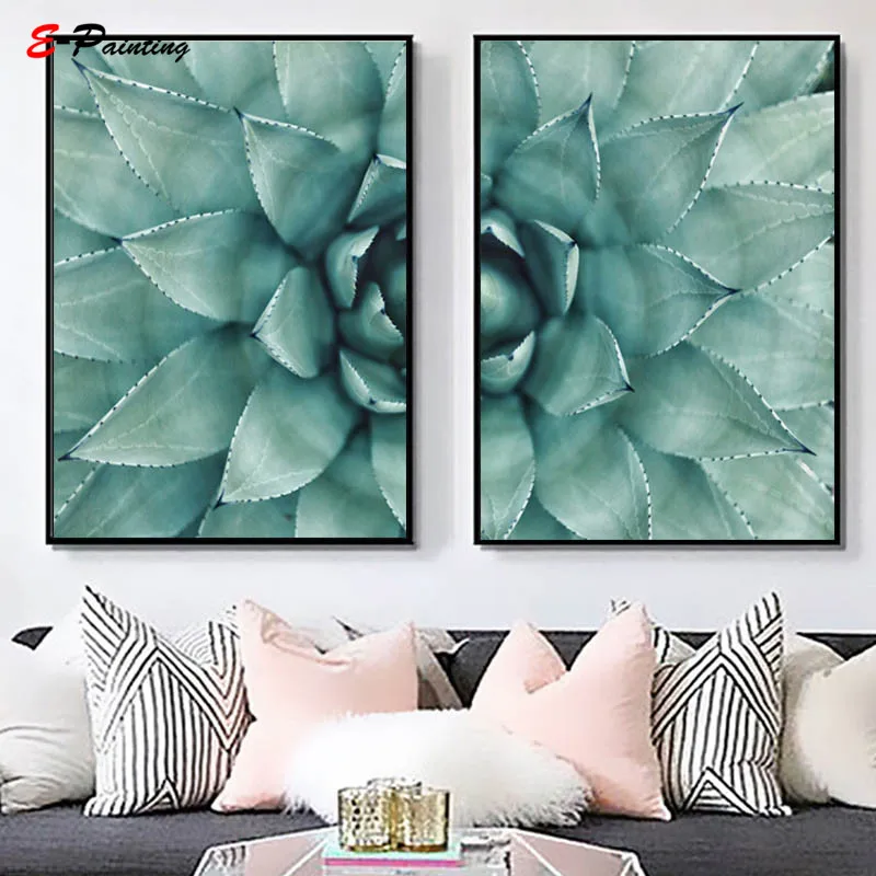 Современная Настенная живопись на холсте кактус сочный растительный декор