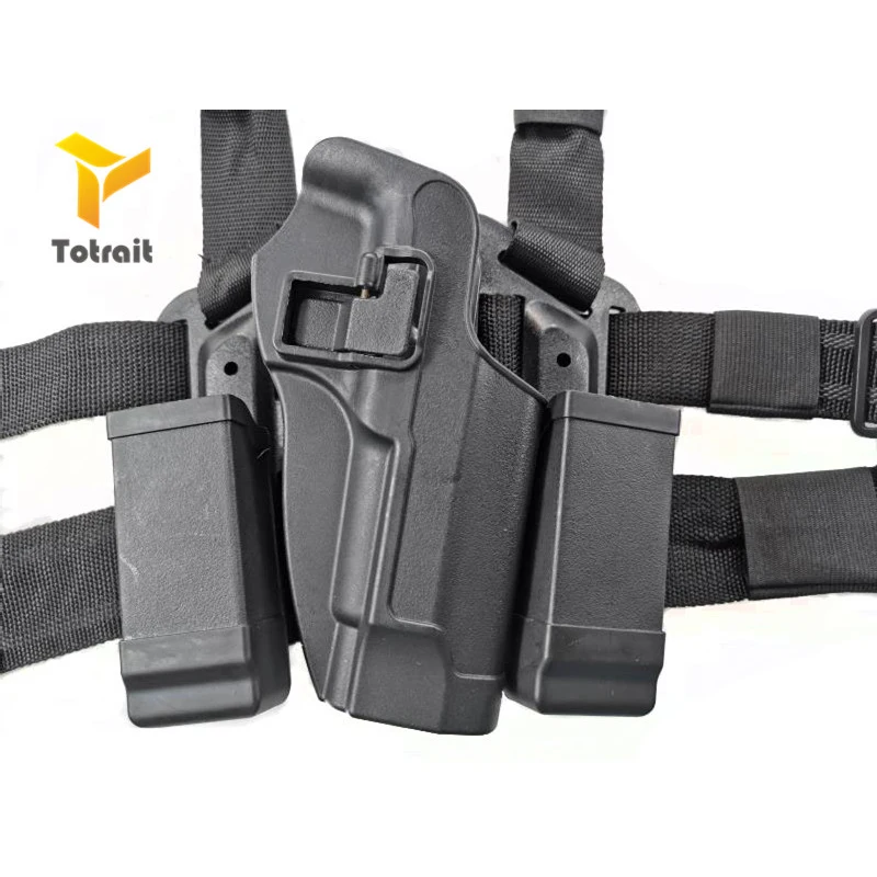 Кобура для набедренного пистолета M9 92 96 Black тактическая с двойным магазином CQC |