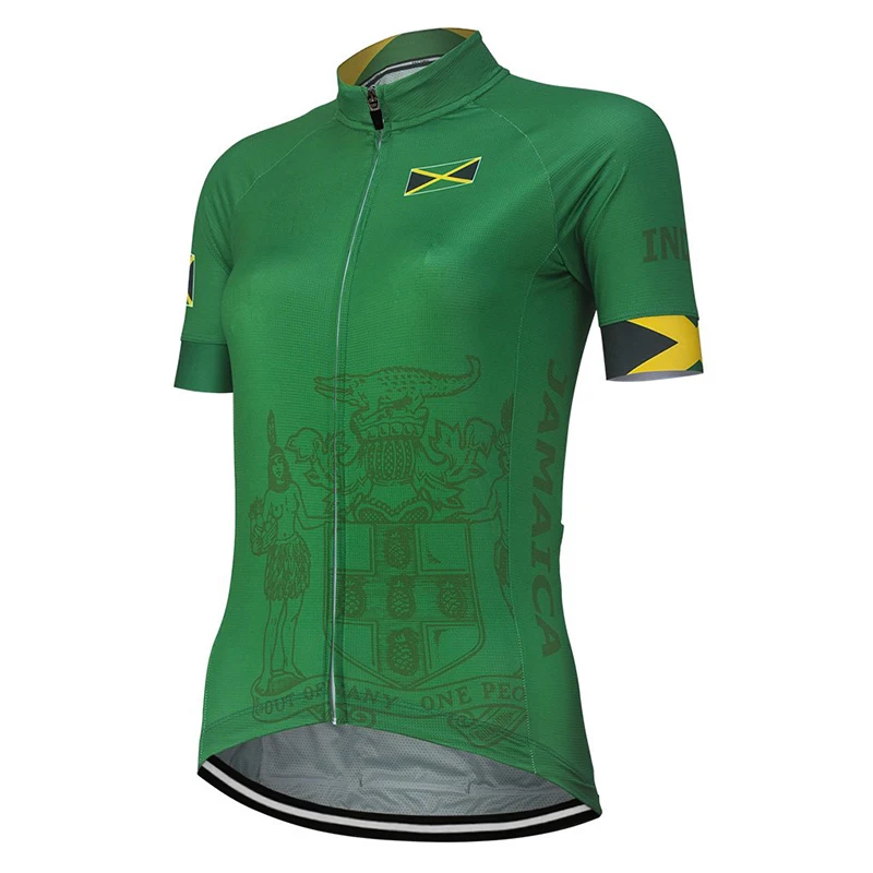 

Jamaica 2022 New Green Women Cycling Jersey Bike Road Mountain Race Short Tops Racing Clothing Breathable