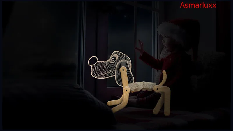 Складная Светодиодная лампа для собак Hande 3D иллюзия деревянная основа акриловая