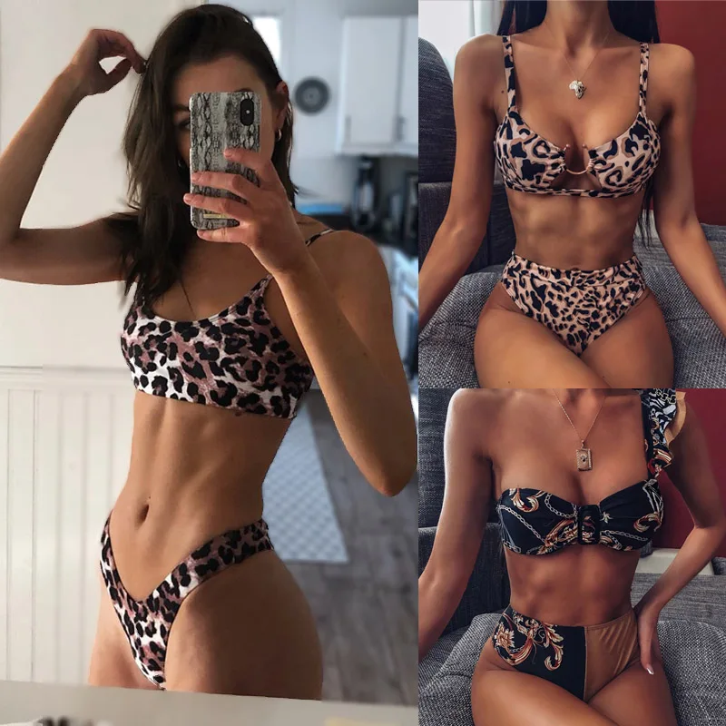 

Sexy Leopard Bikinis 2021 Micro Bikini Set Push Up Thong Biquini High Cut Swimwear Women Mini Swimsuit Female Bathing Suit
