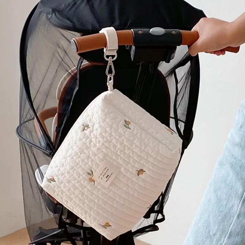 Bolsa de pa&ntilde;ales para beb&eacute;s, organizador port&aacute;til de algod&oacute;n con forma de oso para pa&ntilde;ales de beb&eacute;, organizador reutilizable para cochecito, bolsa h&uacute;meda-1