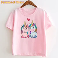 cute kids clothes rainbow unicorn animal print tshirt girls pink love t shirt kawaii children clothing harajuku shirt wholesale