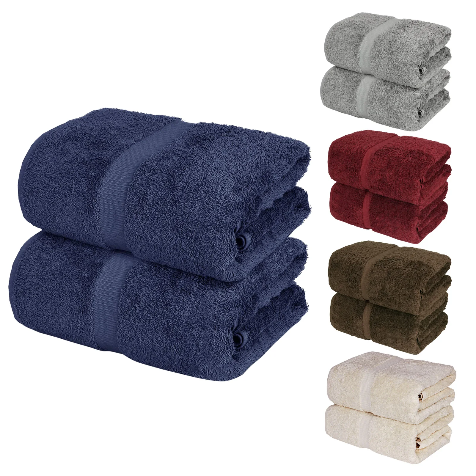 

2PCS Cotton Bath Towels Thick Soft Skin-friendly Absorbent Towels Portable Bath Towels For Travel