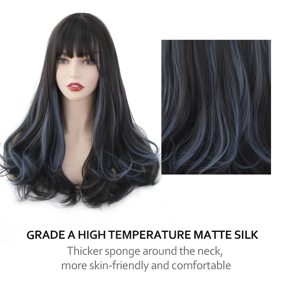 Синие черные волнистые натуральные длинные волосы для любимого женского