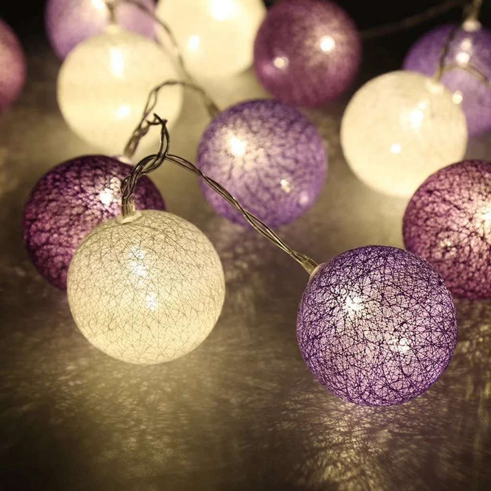 

Гирлянда из 20 светодиодных хлопковых шариков, Рождественская сказочная лампа для улицы, дома, праздника, свадьбы, Рождества, вечеринки, укра...