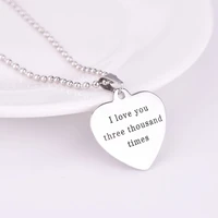 new trend s925 silvery jewelry romantic heart pendant necklace means i love you three thousand times women wedding chain gifts