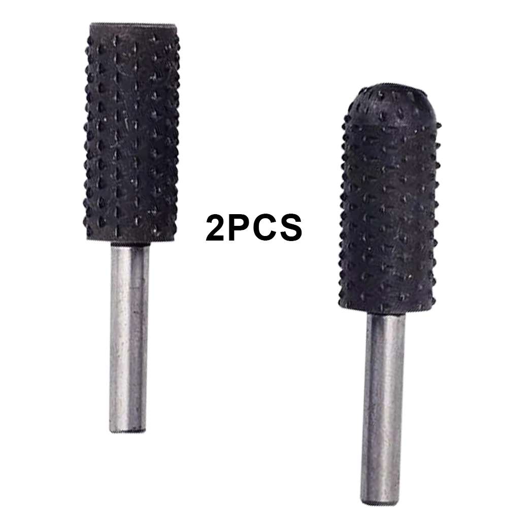 

2PCS Rotary Burr Woodworking Drill Bit With 1/4 Long Shank Coarse Abrasive Grinding Rasp Wood Polishing Head Rotary Attachment
