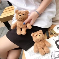 winter cute plush bear for apple airpods case1 2 teddy bear bags for cartoon headphones case box brown charms headphone case