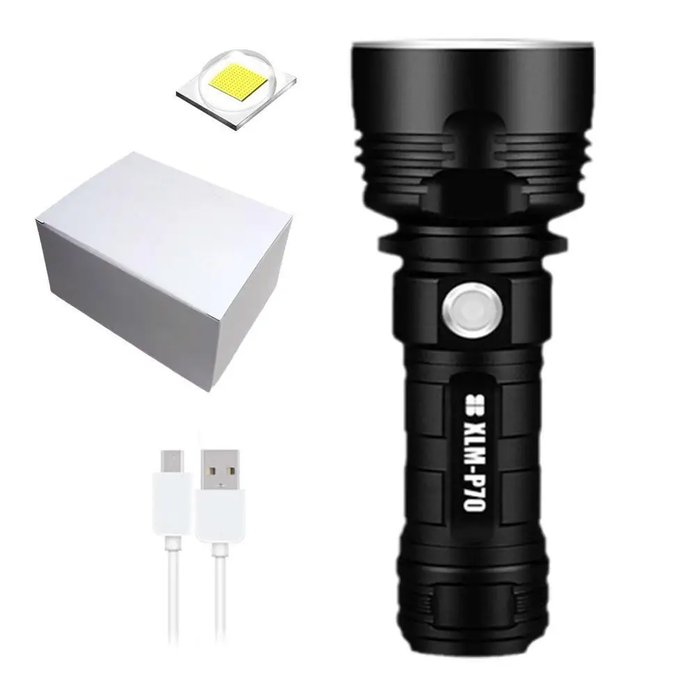 

1 Set Powerful LED Flashlight L2 P70 Torch USB Rechargeable Waterproof Lamp Ultra Bright Lantern Camping