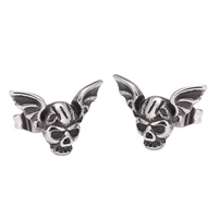 unisex punk jewelry skull earrings ear plugs stainless steel rock hiphop style men women pierced stud earring accessories sp0681