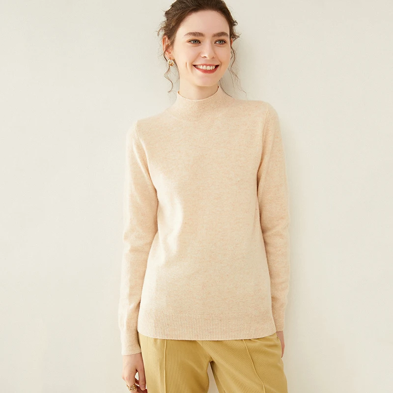 2020 new autumn and winter semi-high collar fashion pullover Australian wool bottoming shirt women's | Женская одежда