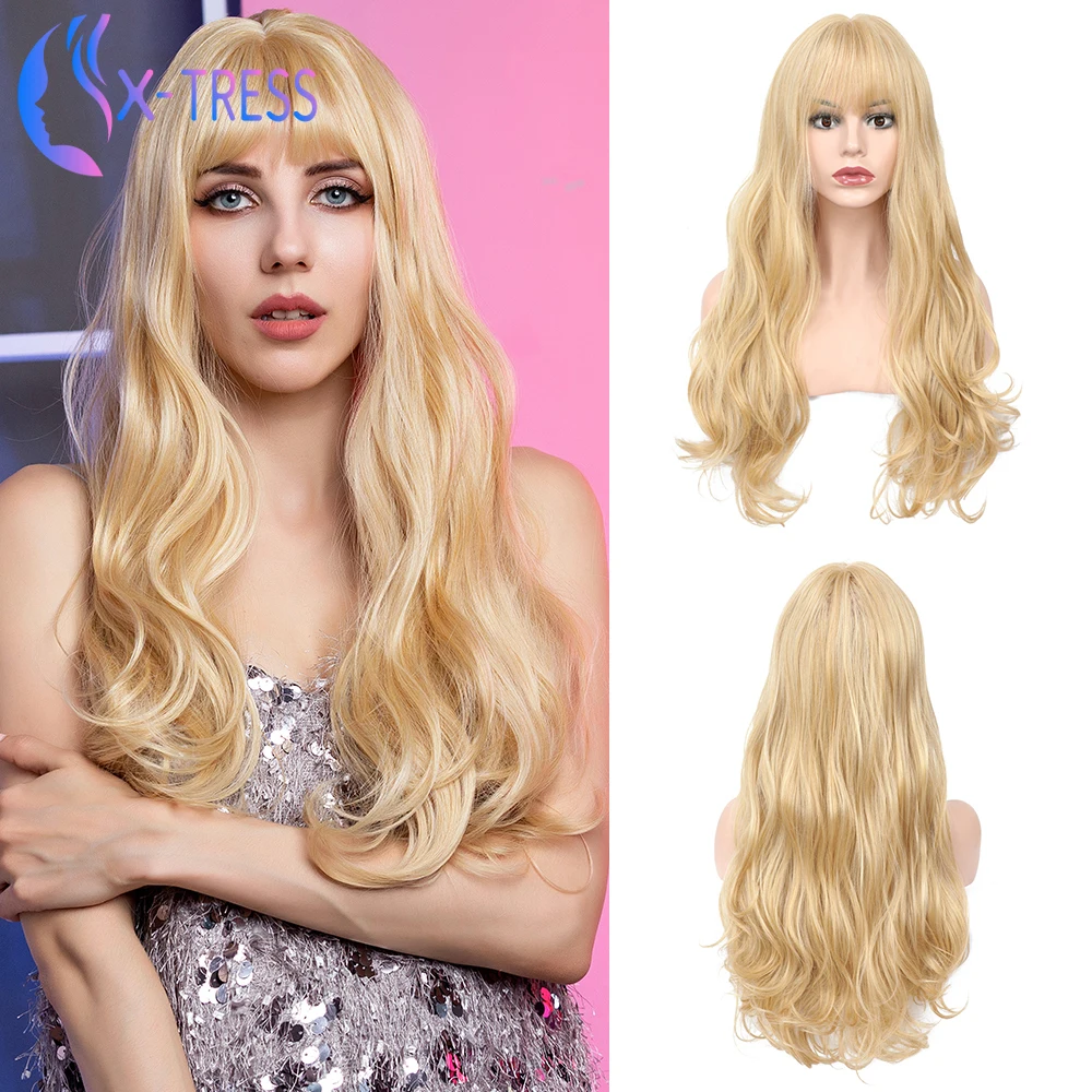 Парики из синтетических блонд для женщин Длинные свободные волнистые X TRESS парик