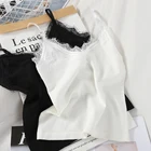 Женский кружевной кроп-топ, облегающий кроп-топ в Корейском стиле, 2020