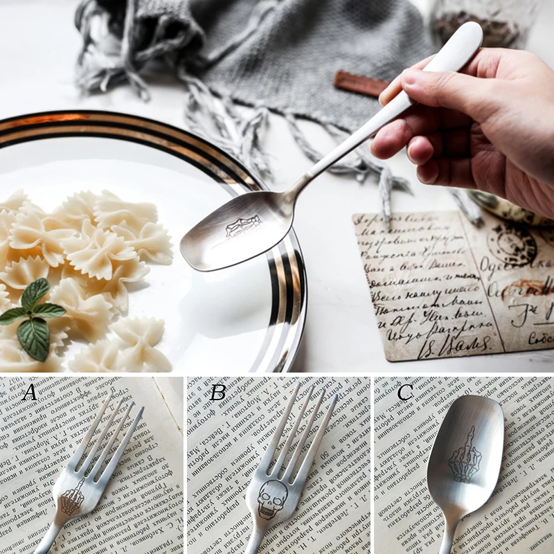 Ложки из нержавеющей стали 304 ложки для салата фруктов вилки товары дома кухонные