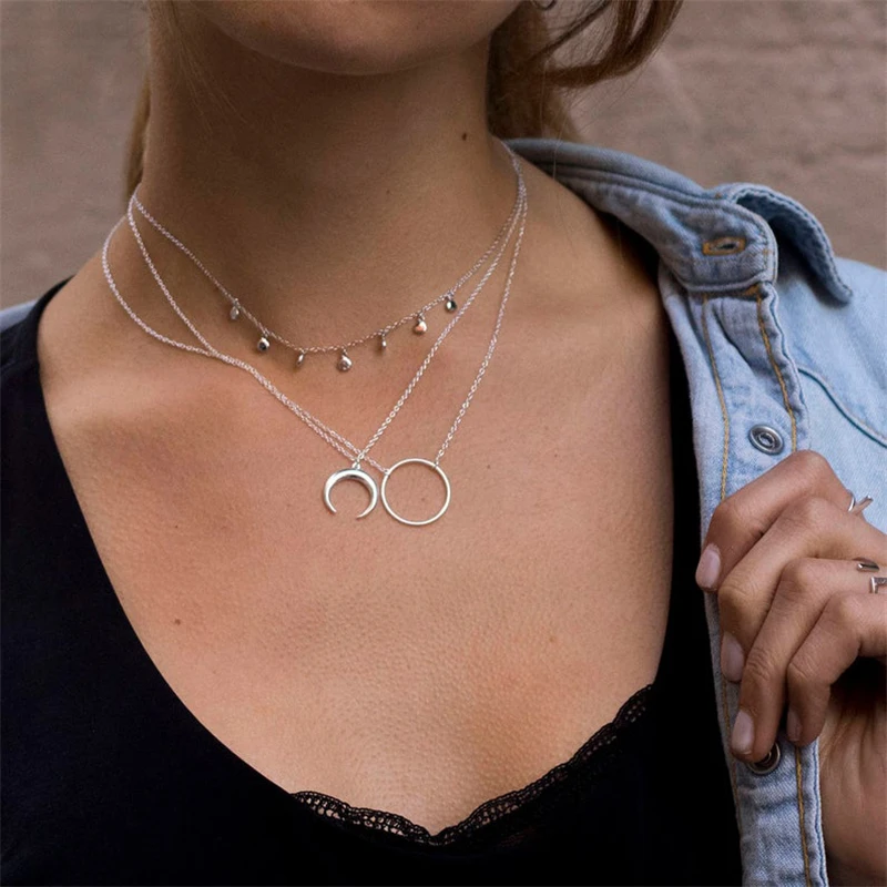 

CANNER Simple 925 Sterling Silver Necklace Karma Round Circle Pendant Necklace for Women Fashion Clavicle Chain Necklace Gifts