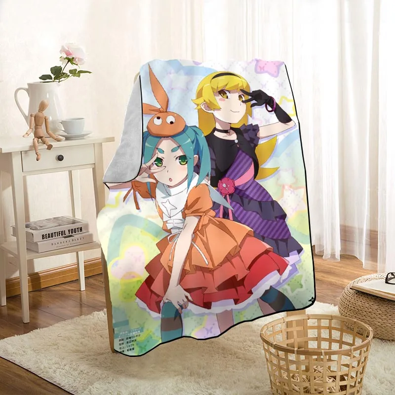 

Modern Popular Oshino.Shinobu Anime Girl Blanket On For The Sofa/Bed/Car Portable 3D Blanket For Kid Home Textile Fabric 0512