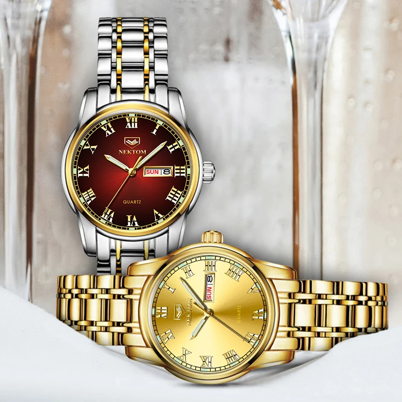 Часы наручные NEKTOM мужские и женские брендовые Роскошные Модные Кварцевые