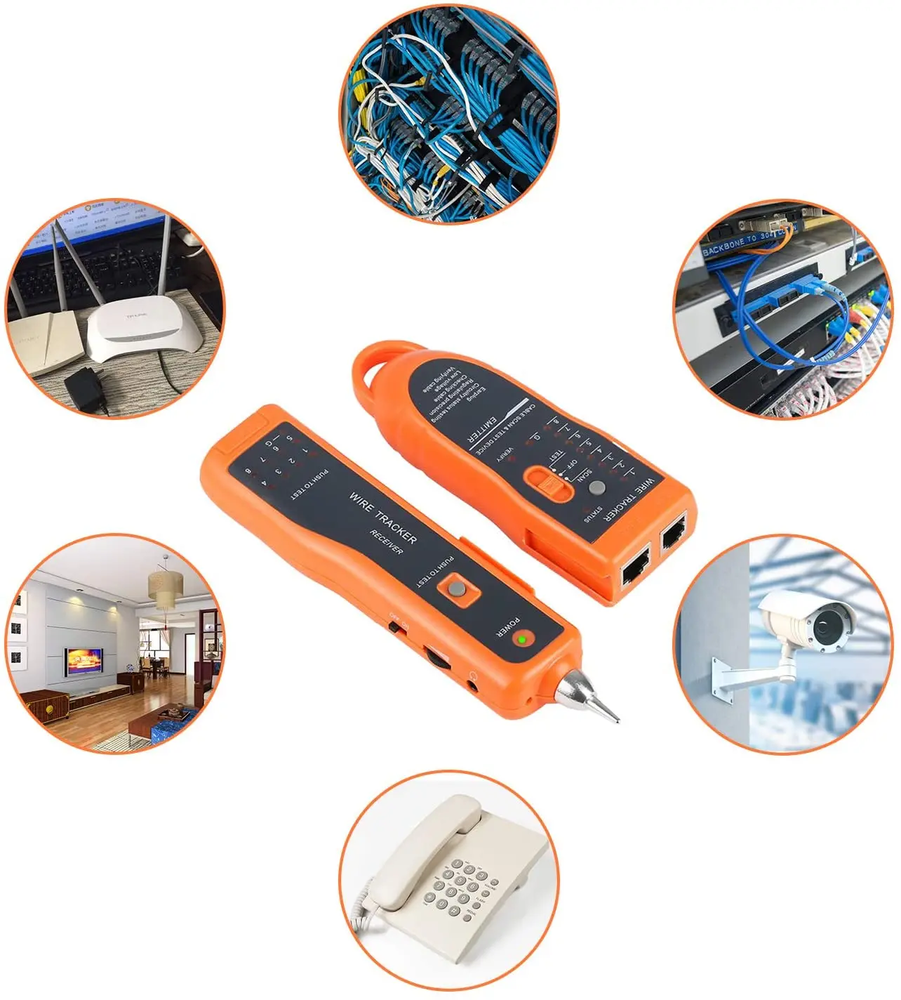 Wire Tracker RJ11 RJ45 Cat5 Cat6 Telephone Wire Tracker Tracer Toner Ethernet LAN Network Cable Tester Detector Line Finder